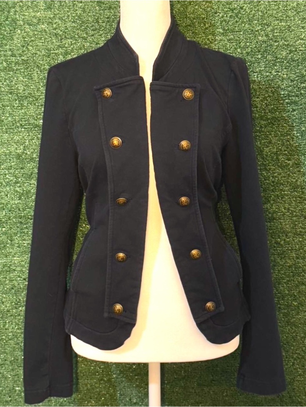Tommy Hilfiger Navy Double-Breasted Military Blazer